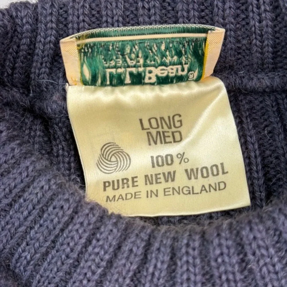 LL Bean Commando 100% Wool Sweater Ribbed Knit Men's Size‎ Med Long